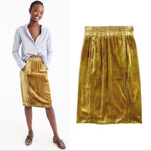 J. Crew “Vintage Gold” Velvet Pull-On midi Skirt M